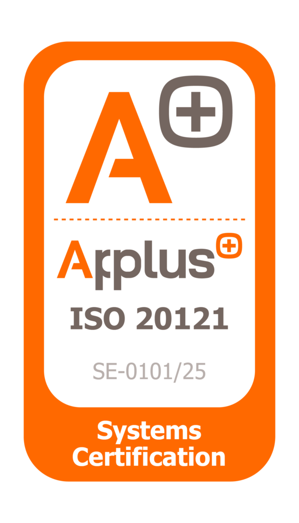 Logo de ISO 20121. Certificado para MCI Spain. Sostenibilidad en eventos
